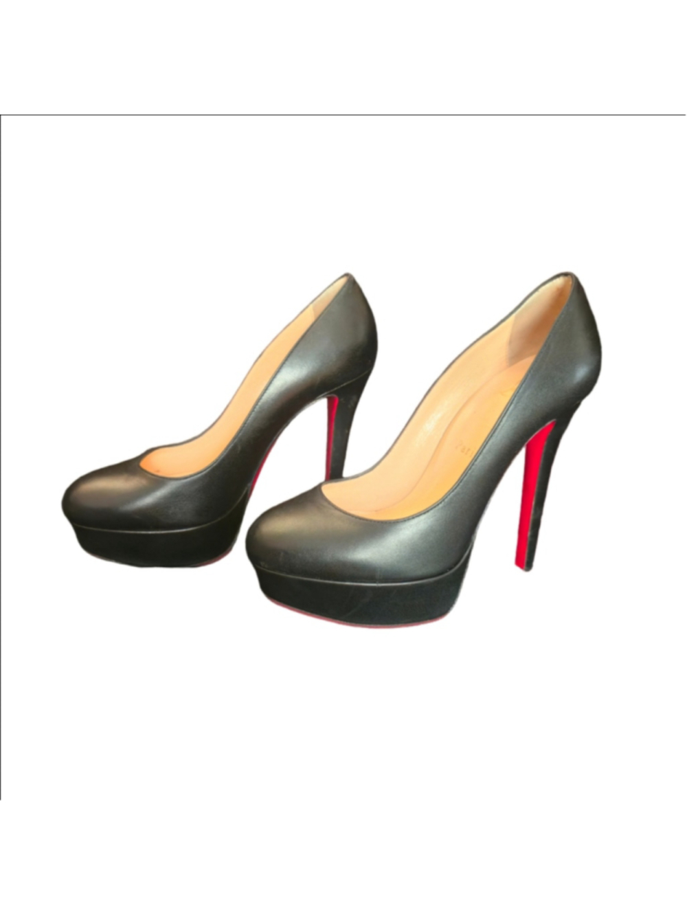Christian Louboutin Bianca 140 Black Kid Leather Platform Pumps size 36
